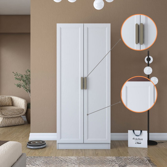 Hanah Home Armario Blanco con Estanterías Hanah Home Armario Blanco con Estanterías
